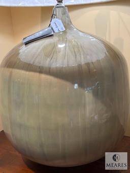John-Richard Pearlized Silver and Blue Table Lamp, Model #9852, 31" T