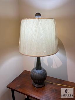 Thomas Bronze Pottery Ribbed Ball Table Lamp, #230504, 26" T