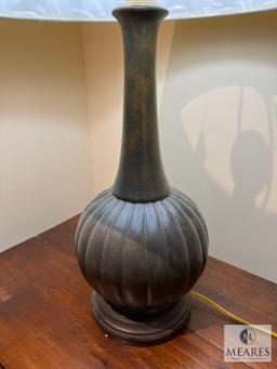 Thomas Bronze Pottery Ribbed Ball Table Lamp, #230504, 26" T