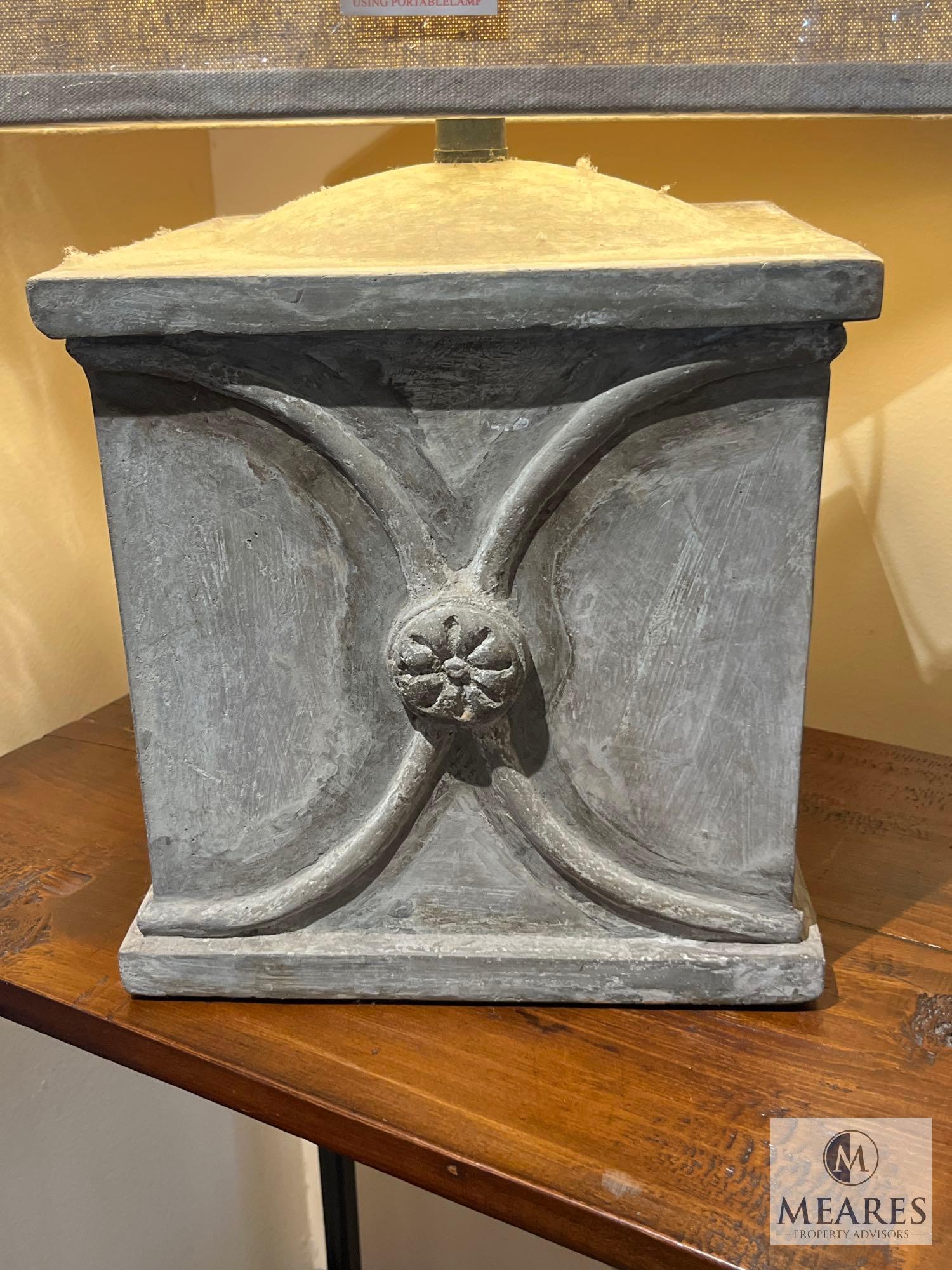 Concrete Square Table Lamp, #6014, 23"T