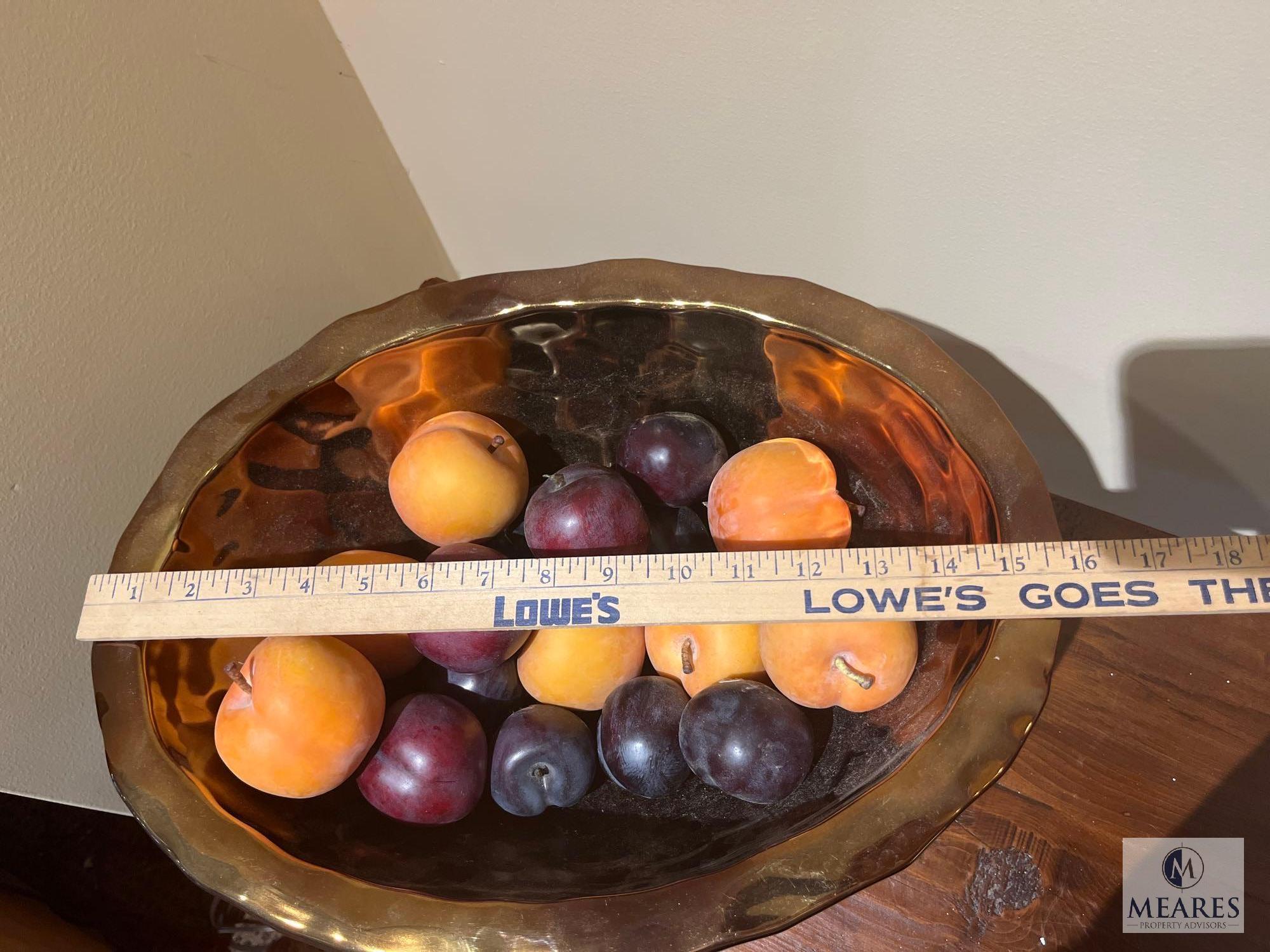 Bowl With Artificial Fruit, 15.5" Dia. x 7" T