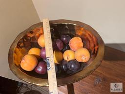 Bowl With Artificial Fruit, 15.5" Dia. x 7" T