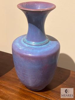 Pair Long Neck Multicolor Blue/Lilac Vases, #586