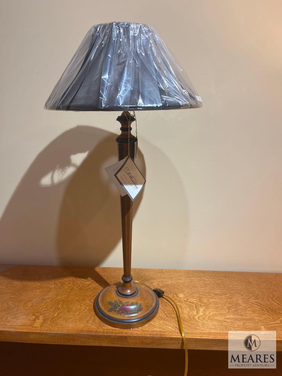Williamsburg Reserve Collection, Blue Candlesticks Wood/Hand Painted Table Lamp