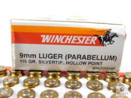 Winchester 9mm Luger 115 Grain Silvertip HP Ammo. One Full Box of 50 Rounds