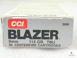 CCI Blazer 9mm Luger 115 Grain TMJ Ammo. One Partial Box of 19 Rounds