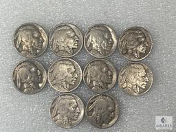10 Buffalo Nickels All In 1920's
