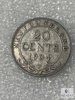 1904-H Newfoundland 20 Cent Coin, Silver