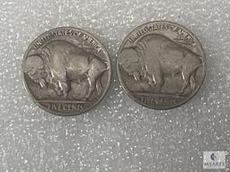 Five 1916 Buffalo Nickels, Restored Dates