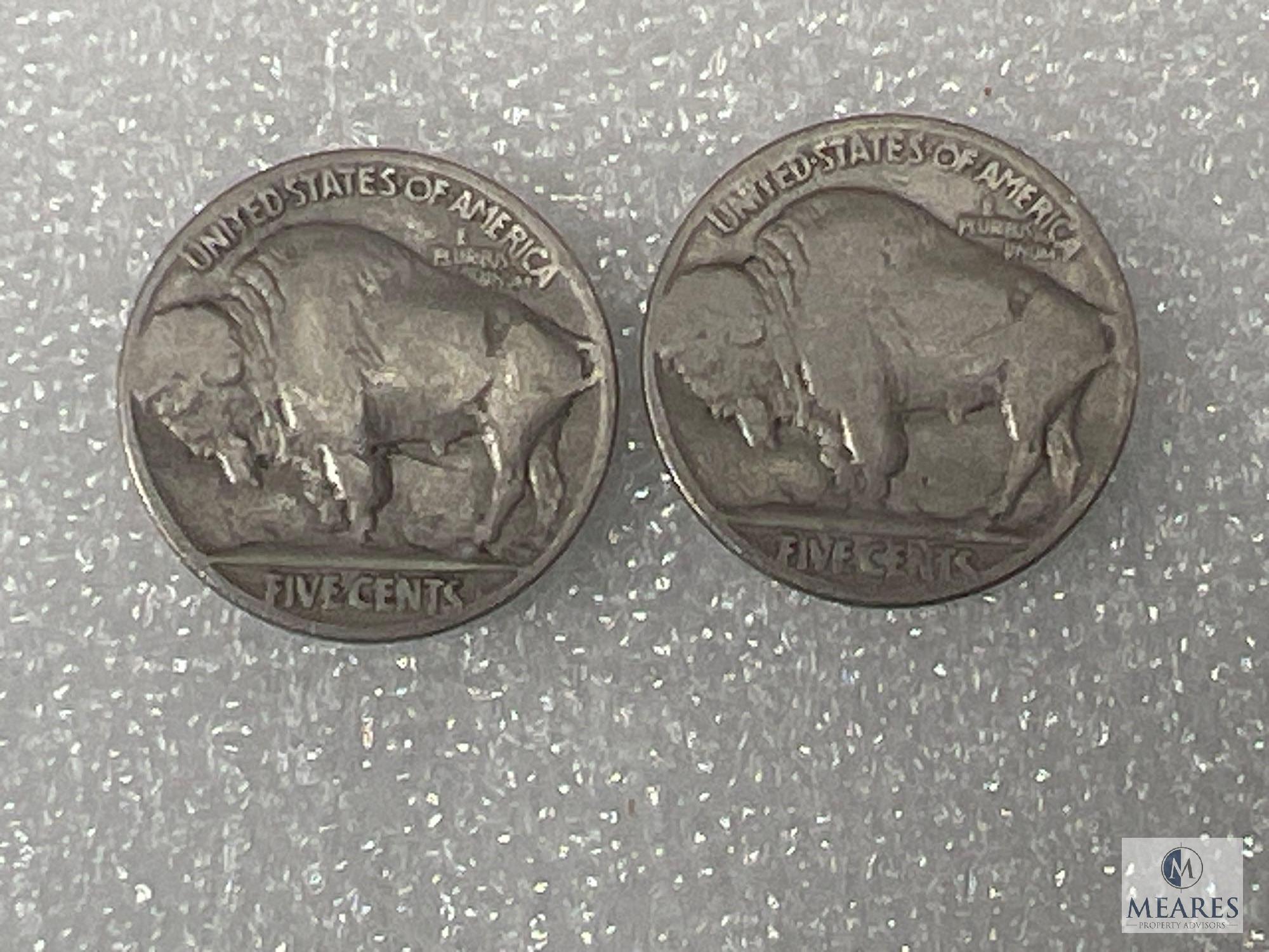 Five 1916 Buffalo Nickels, Restored Dates