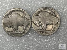 Five 1916 Buffalo Nickels, Restored Dates