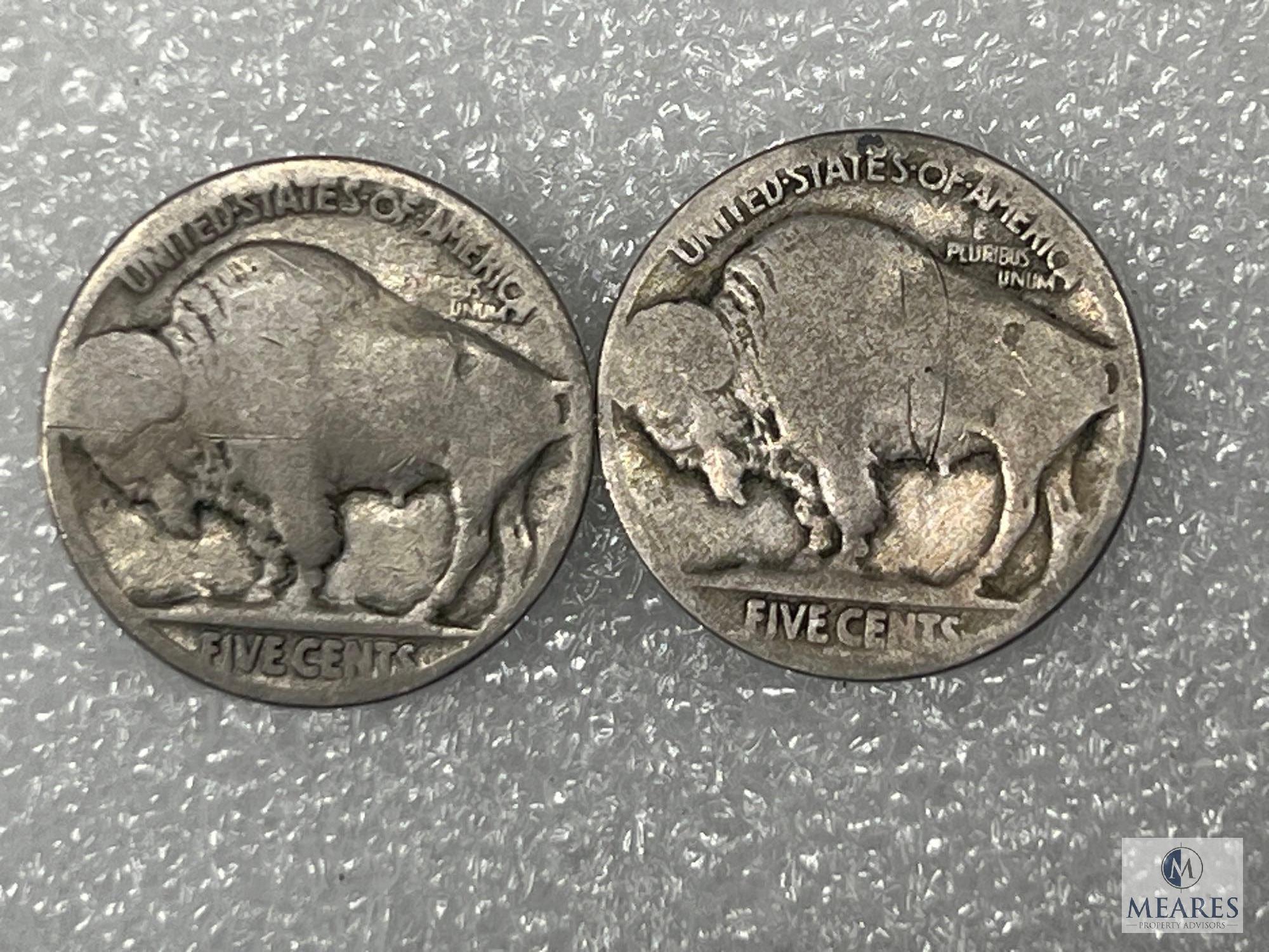 Five 1916 Buffalo Nickels, Restored Dates