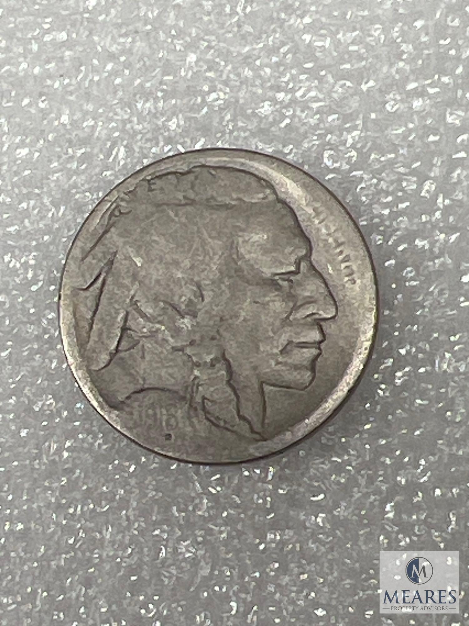 Five 1916 Buffalo Nickels, Restored Dates