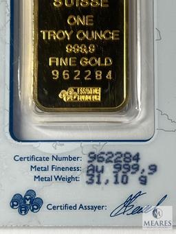 PAMP Suisse One Troy Ounce, 999.9 Fine Gold Bar, 962284