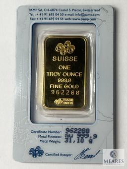 PAMP Suisse One Troy Ounce, 999.9 Fine Gold Bar, 962288
