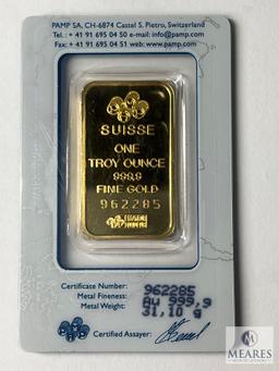 PAMP Suisse One Troy Ounce 999.9 Fine Gold Bar, 962285