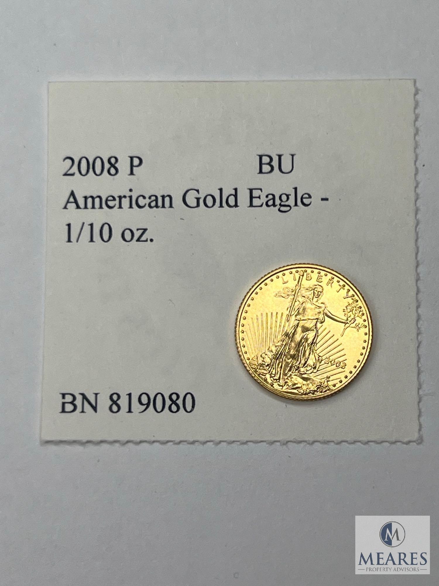 2008 P American Gold Eagle Coin, 1/10 oz. BU, BN 819080