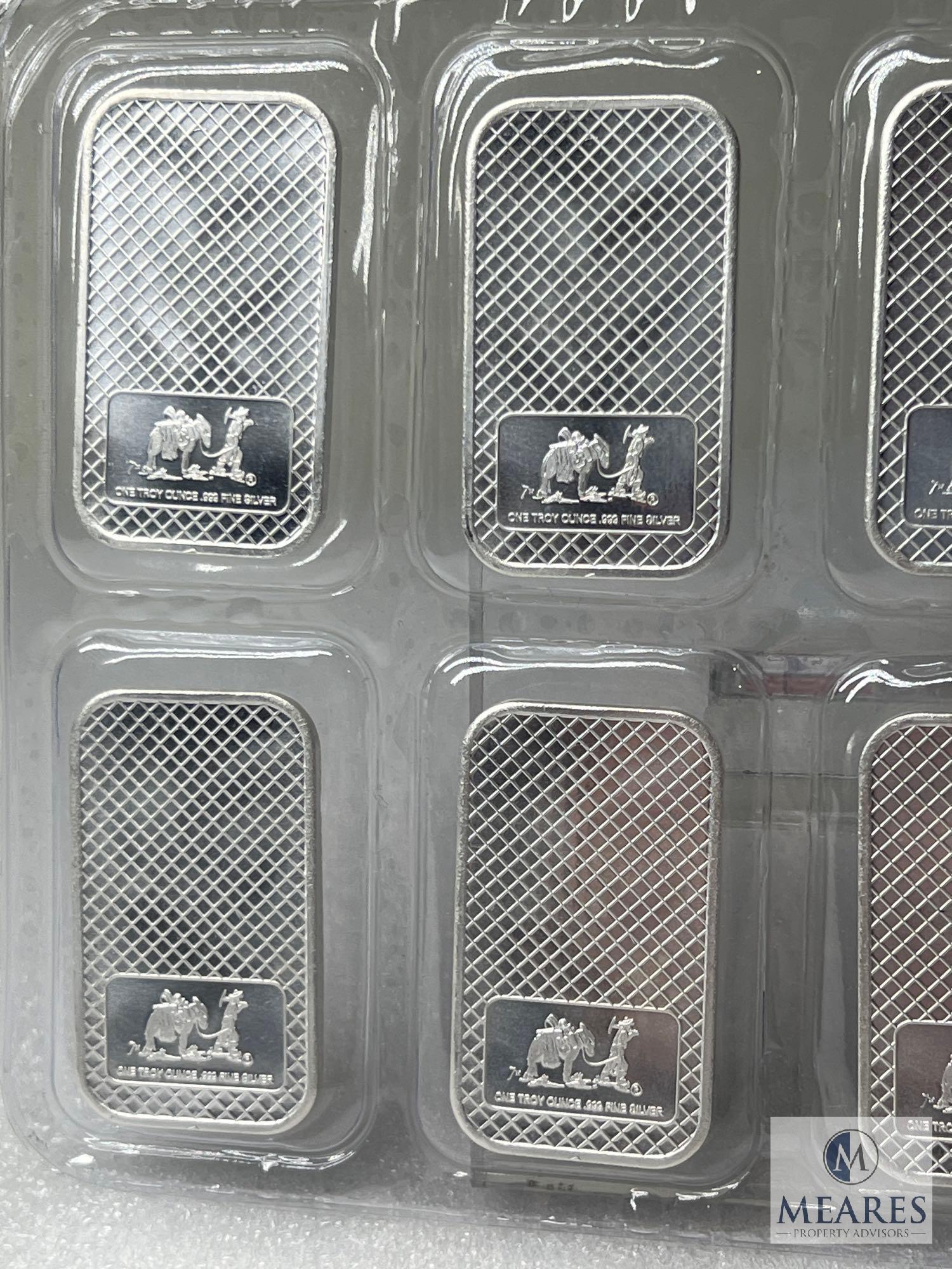 Group of 10: Silvertowne Eagle Silver Ingots, One Troy Ounce .999 Fine Silver Each