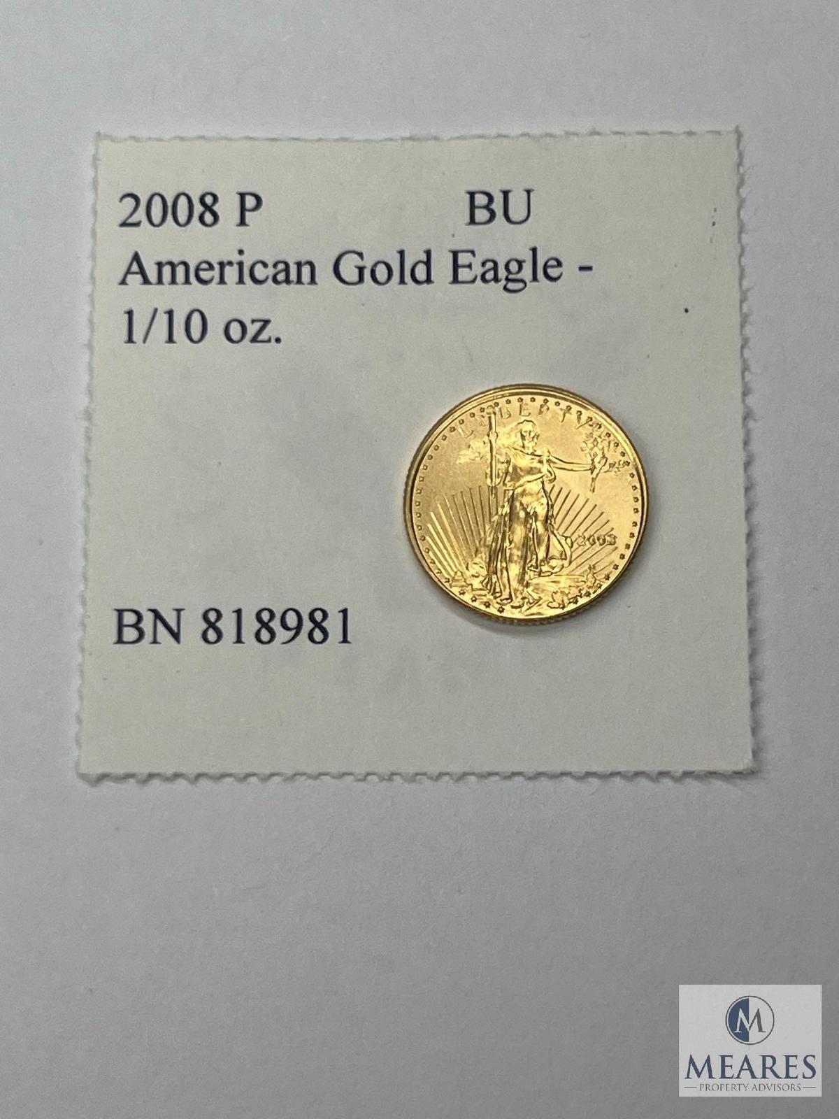 2008 P American Gold Eagle Coin, 1/10 oz. BU, BN 818981