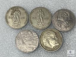 Lot Of Five Russian Coins, See Description For Details