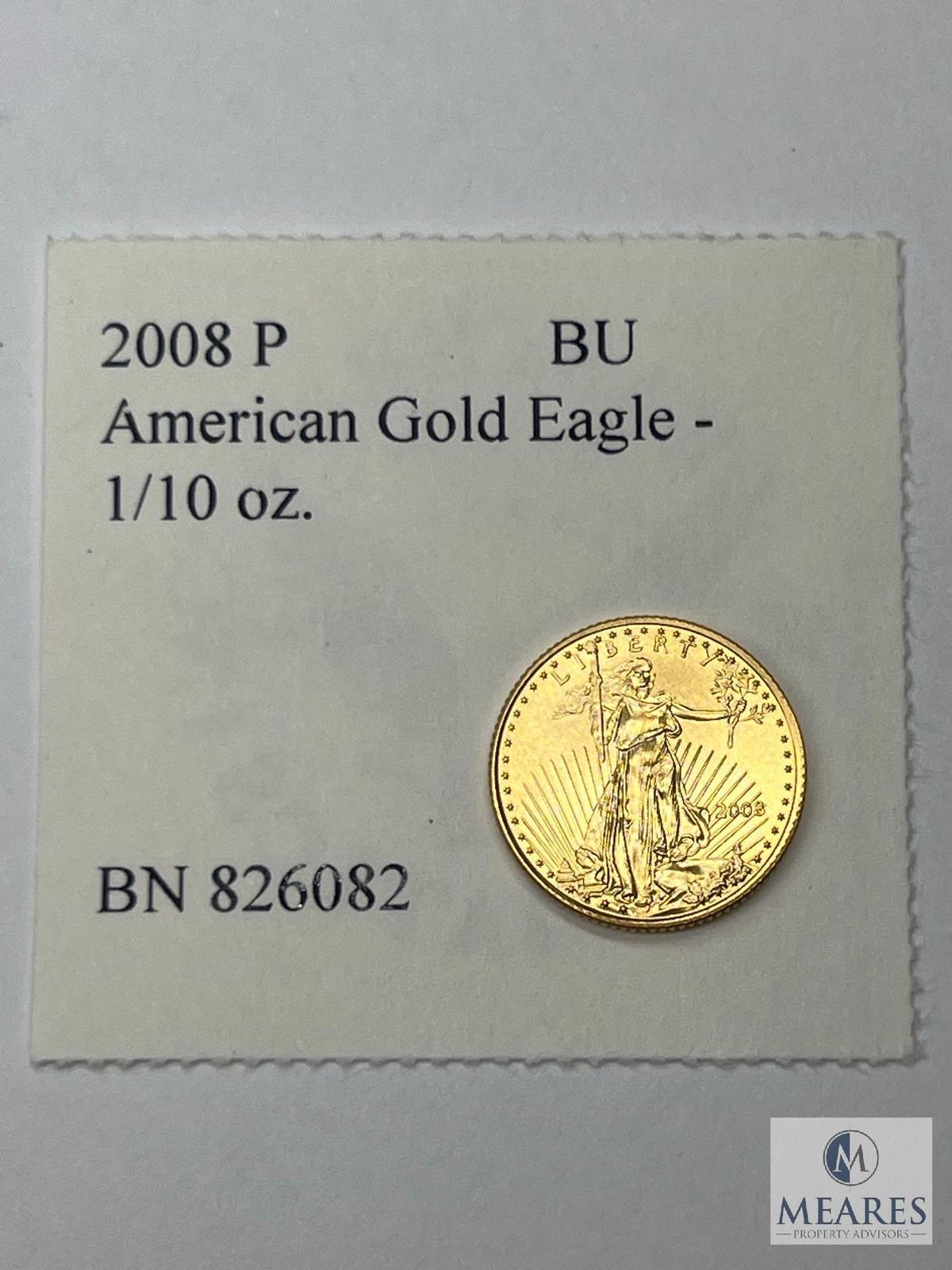 2008 P American Gold Eagle Coin, 1/10 oz. BU, BN 826082