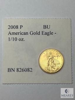 2008 P American Gold Eagle Coin, 1/10 oz. BU, BN 826082