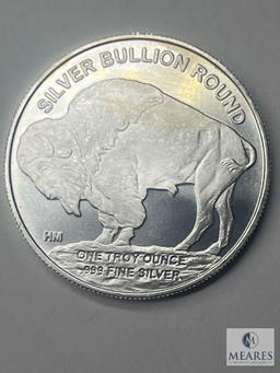 HM Silver Bullion Round, One Troy Ounce, 999 Fine Silver