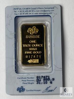 PAMP Suisse One Troy Ounce, 999.9 Fine Gold Bar, 817471