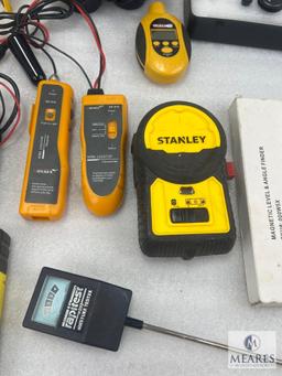 Large Lot of Electric Meters, Moisture Meter and Binoculars