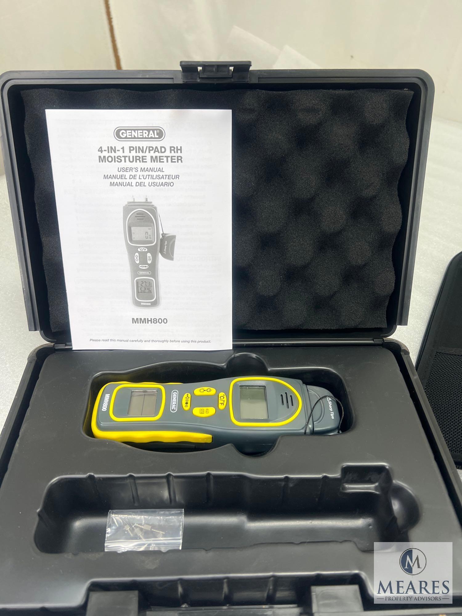 Large Lot of Electric Meters, Moisture Meter and Binoculars