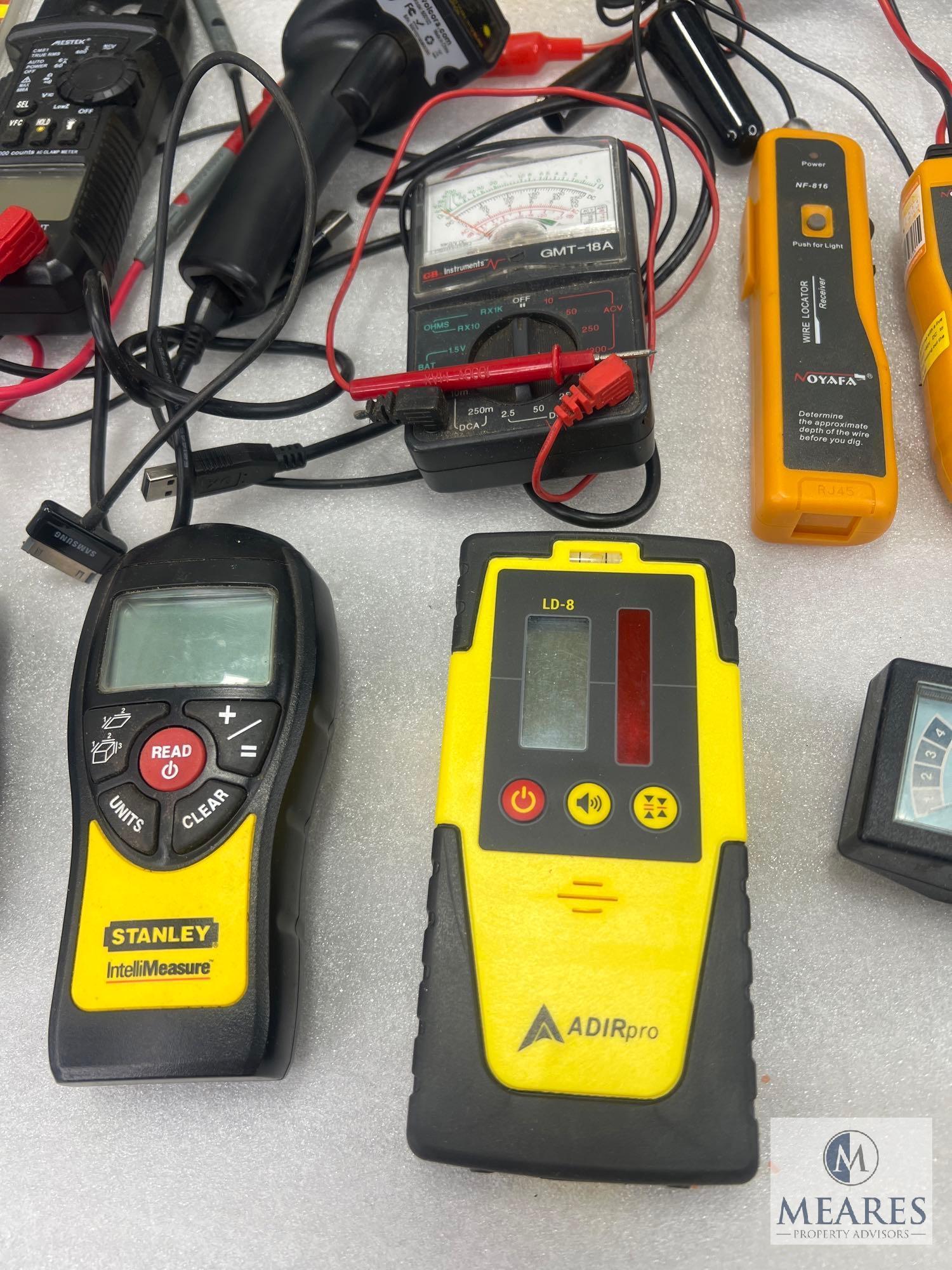Large Lot of Electric Meters, Moisture Meter and Binoculars