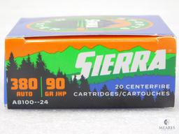 20 Rounds Sierra .380 ACP Ammo. 90 Grain Hollow Point Self Defense