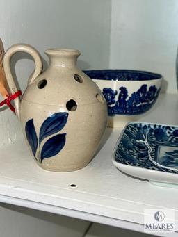 Assorted Blue and White Ceramics and Pottery