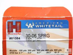 20 Rounds Hornady American Whitetail 30-06 SPRG 180 Grain SP