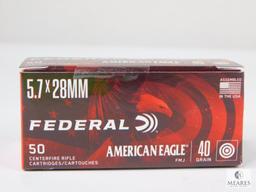 50 Rounds Federal American Eagle 5.7x28 Ammunition - 40-grain FMJ