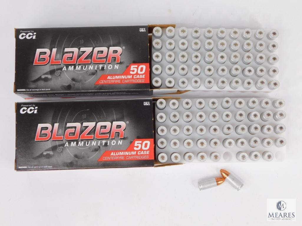 100 Rounds CCI Blazer 9mm Ammo. 115 Grain FMJ