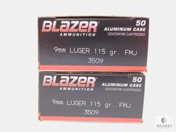 100 Rounds CCI Blazer 9mm Ammo. 115 Grain FMJ