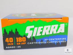 40 Rounds Sierra .40 S&W Self Defense Ammo. 180 Grain Hollow Point