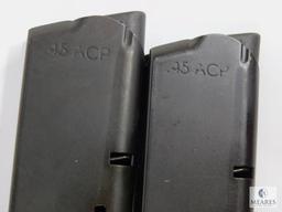 Two New Eight Round .45 ACP Pistol Magazine Fits Colt 1911 and Clones