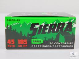 20 Rounds Sierra .45 ACP Self Defense Ammo. 185 Grain Hollow Point