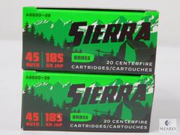 40 Rounds Sierra .45 ACP Self Defense Ammo. 185 Grain Hollow Point