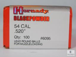 100 Hornady Black Powder Lead Round Balls 54 Cal .520"