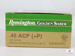 25 Rounds Remington Golden Saber .45 Automatic (+P), 185 Grain Brass Jacketed Hollow Point