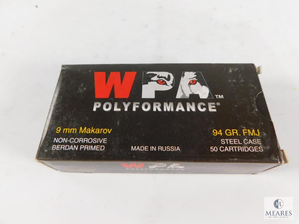 50 Rounds WPA Performance 9mm Makarov 94 Grain Steel Case Non-Corrosive Berdan Primed FMJ