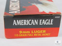 50 Rounds Federal Ammunition American Eagle 9mm Luger 115 Grain FMJ