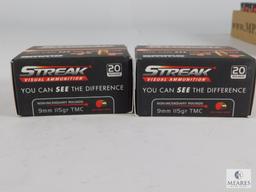 40 Rounds Streak Visual Ammunition 9mm 115 Grain TMC Non-Incendiary