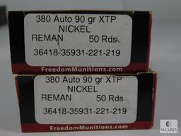 100 Rounds Freedom Munitions 380 Auto 90 Grain XTP Nickel