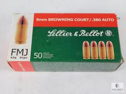 50 Rounds Sellier & Bellot 9mm Browning County/.380 Auto 92 Grain FMJ