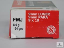 50 Rounds Sellier & Bellot 9mm Luger 124 Grain FMJ