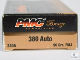 50 Rounds PMC Bronze Ammunition 380 Auto 90 Grain FMJ